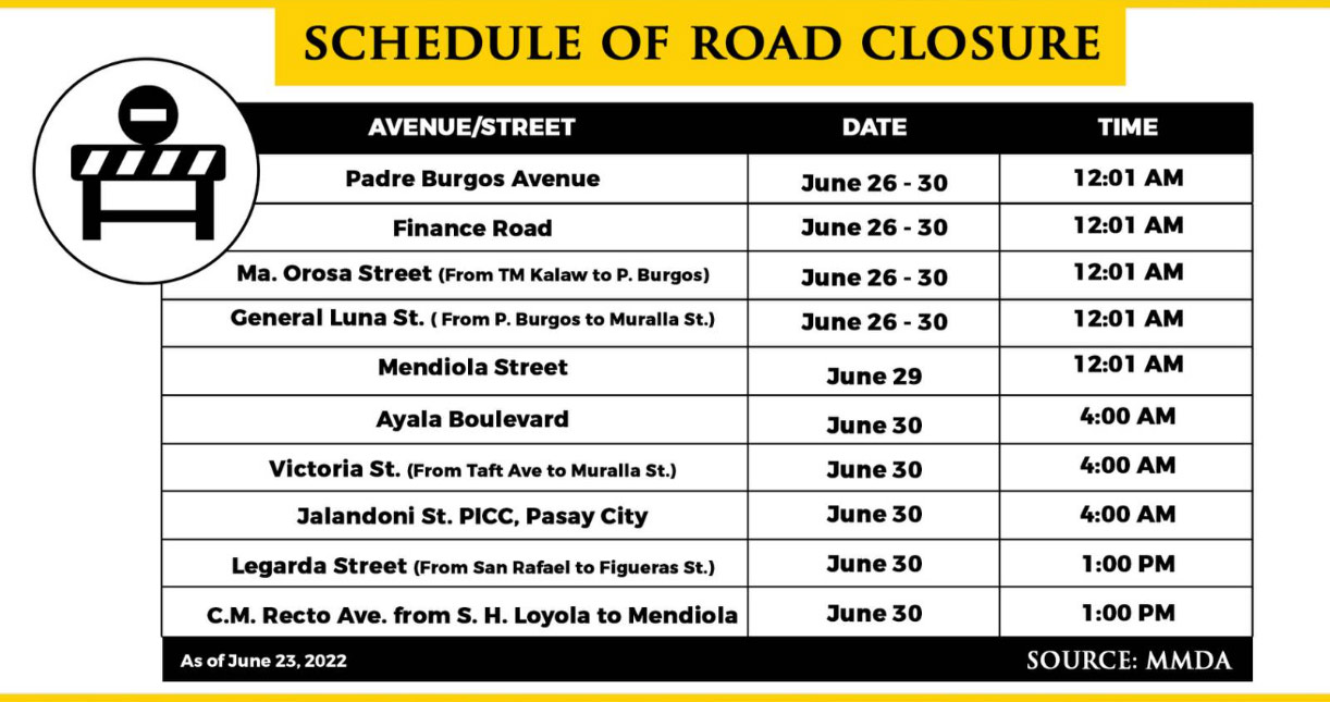 List: Manila City Roads Closed for BBM's Inauguration